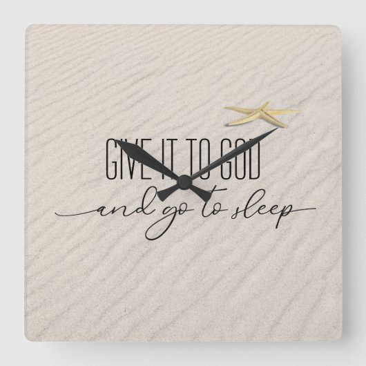 感動的引用文オンビーチ砂 スクエア壁時計 (正面)