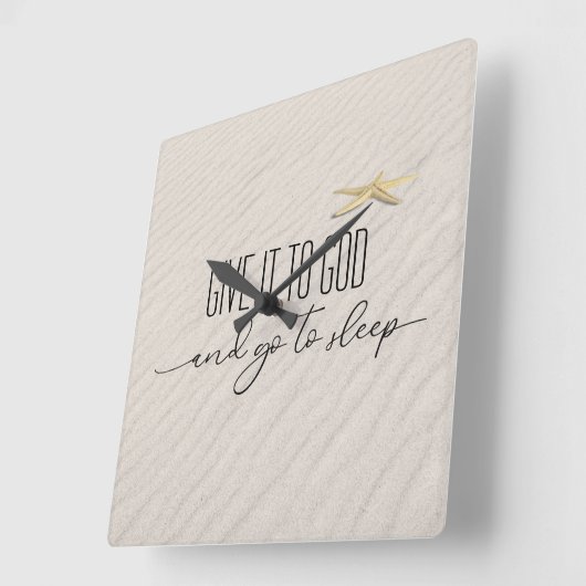 感動的引用文オンビーチ砂 スクエア壁時計 (傾斜)