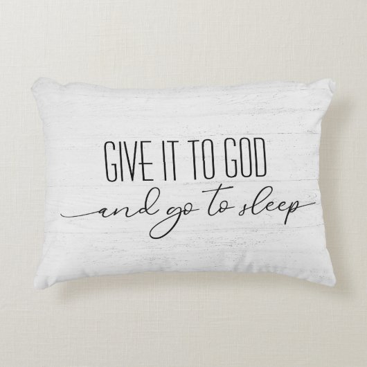 感動的引用文オンホワイトウォッシュウッド アクセントクッション (正面)