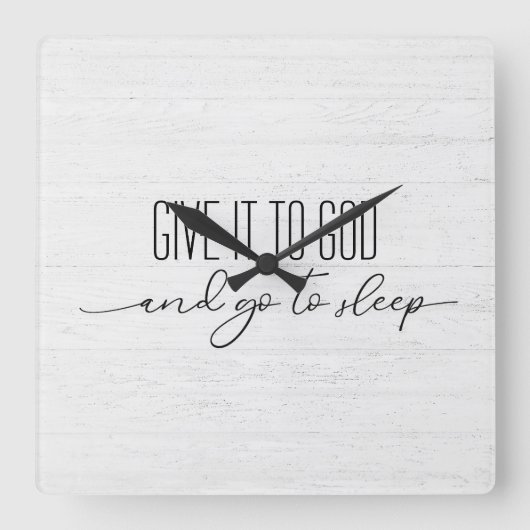 感動的引用文オンホワイトウォッシュウッド スクエア壁時計 (正面)