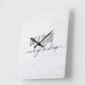 感動的引用文オンホワイトウォッシュウッド スクエア壁時計 (傾斜)