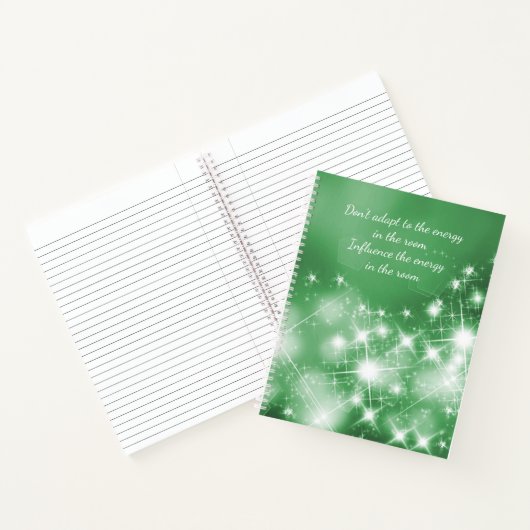 感動的引用文オン緑のソフトラきらめくイト ノートブック (内部)