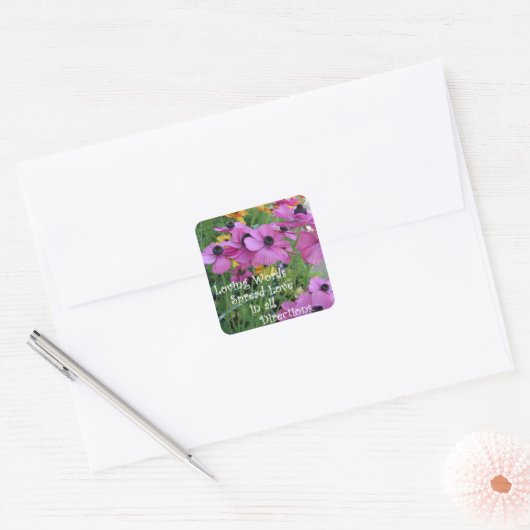 感動的引用文カラフルフローラフラワーガーデン スクエアシール (封筒)