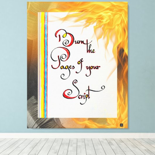 感動的引用文スクリプトのページを書き込む キャンバスプリント (インサイチュ (ウッドフロア))