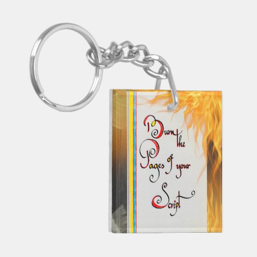 感動的引用文スクリプトのページを書き込む キーホルダー (正面左)