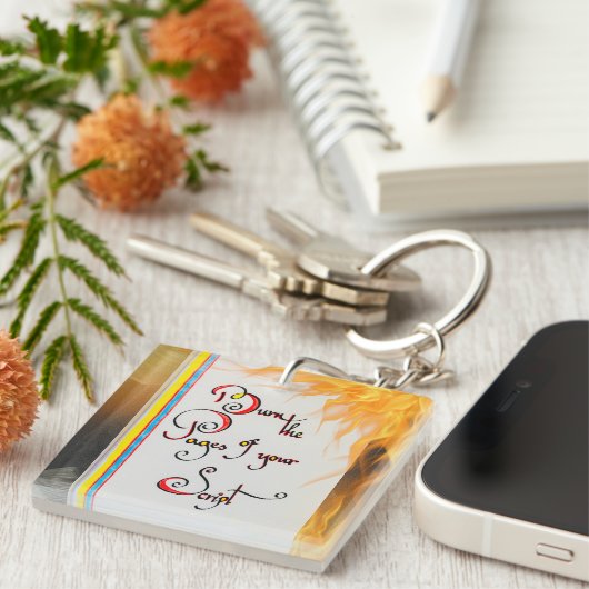 感動的引用文スクリプトのページを書き込む キーホルダー (正面右)