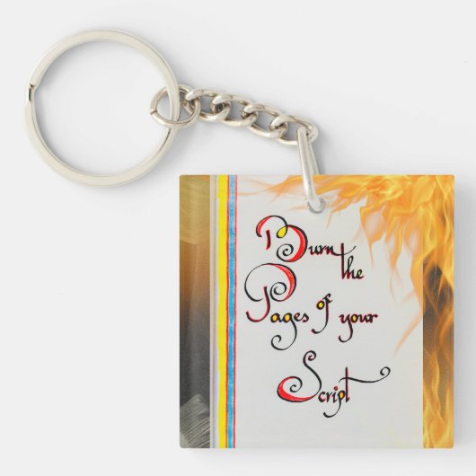 感動的引用文スクリプトのページを書き込む キーホルダー (正面)