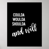 感動的引用文スクリプトタイポグラフィ白黒 ポスター (正面)