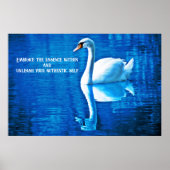 感動的引用文スワンリフレクションブルー&ホワイト ポスター (正面)