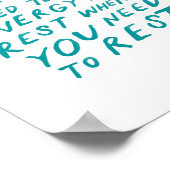 感動的引用文ティール（緑がかった色）水色 ポスター (角)