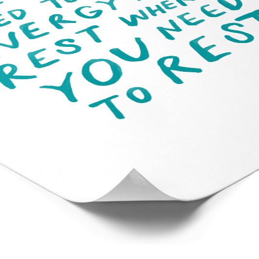 感動的引用文ティール（緑がかった色）水色 ポスター (角)