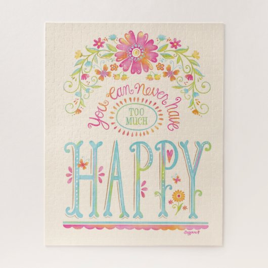 感動的引用文ピンクフローラハッピーウォーターカラー ジグソーパズル (縦)