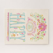 感動的引用文ピンクフローラハッピーウォーターカラー ジグソーパズル (横)