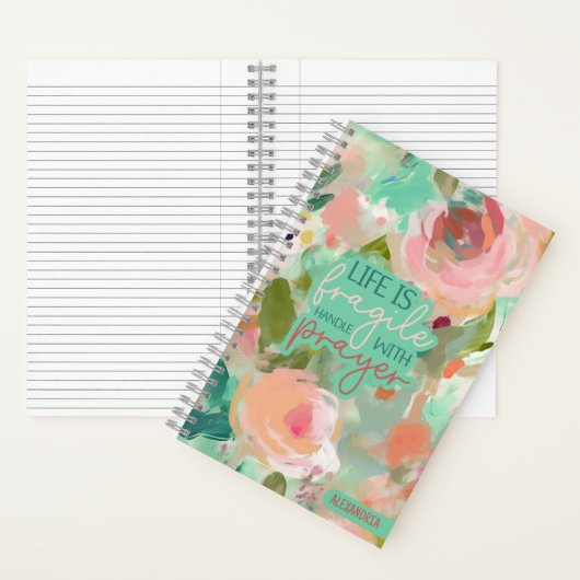 感動的引用文ピンクフローラ祈りの言葉ジャーナル ノートブック (内側)