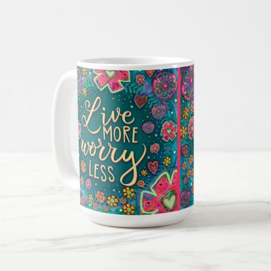 感動的引用文フローラおもしろいグリーンピンク コーヒーマグカップ (正面左)