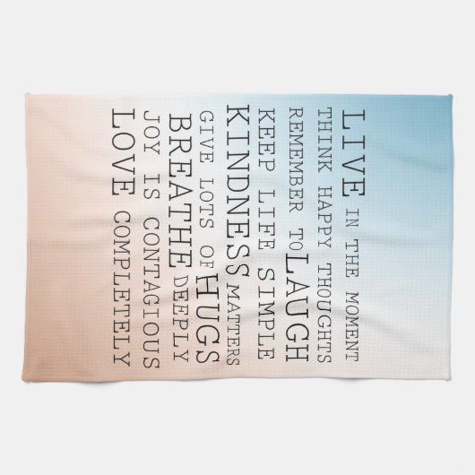 感動的引用文ブルーブラウングラデーション キッチンタオル (横)