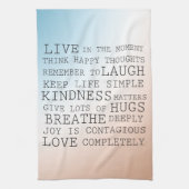 感動的引用文ブルーブラウングラデーション キッチンタオル (縦)