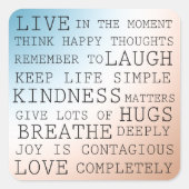 感動的引用文ブルーブラウングラデーション スクエアシール (正面)