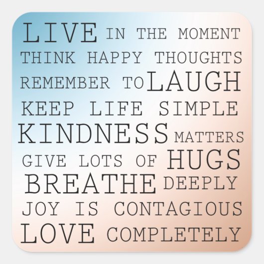 感動的引用文ブルーブラウングラデーション スクエアシール (正面)