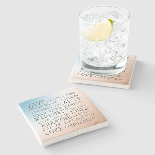 感動的引用文ブルーブラウングラデーション ストーンコースター (横)