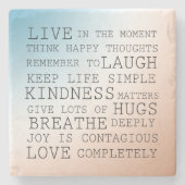 感動的引用文ブルーブラウングラデーション ストーンコースター (正面)