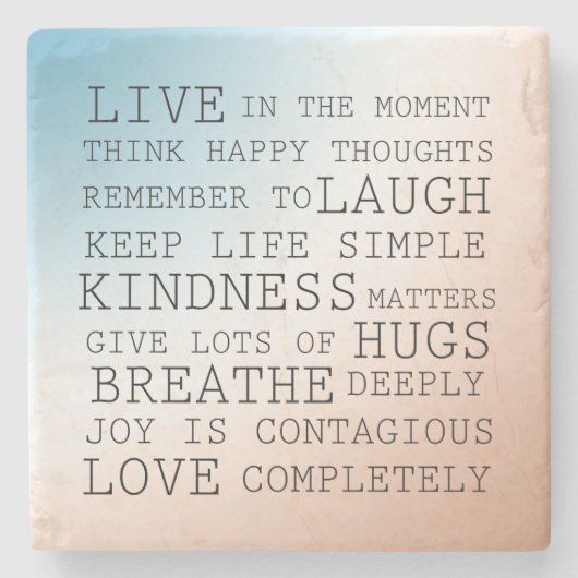 感動的引用文ブルーブラウングラデーション ストーンコースター (正面)