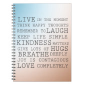 感動的引用文ブルーブラウングラデーション ノートブック (正面)