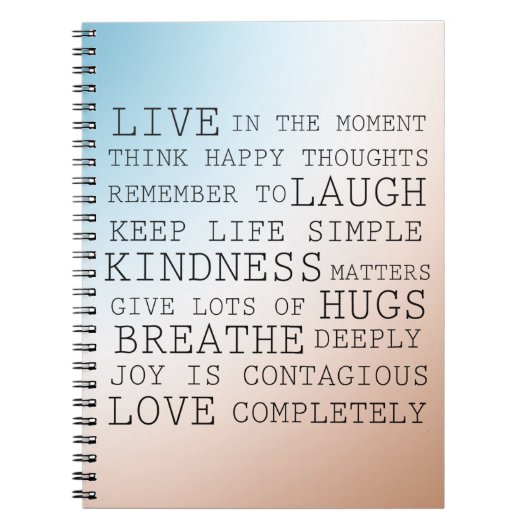 感動的引用文ブルーブラウングラデーション ノートブック (正面)