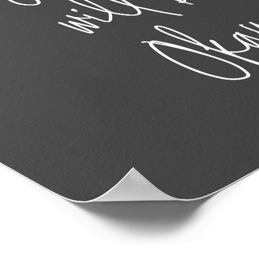 感動的引用文ミニマル白黒スクリプト ポスター (角)