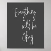 感動的引用文ミニマル白黒スクリプト ポスター (正面)