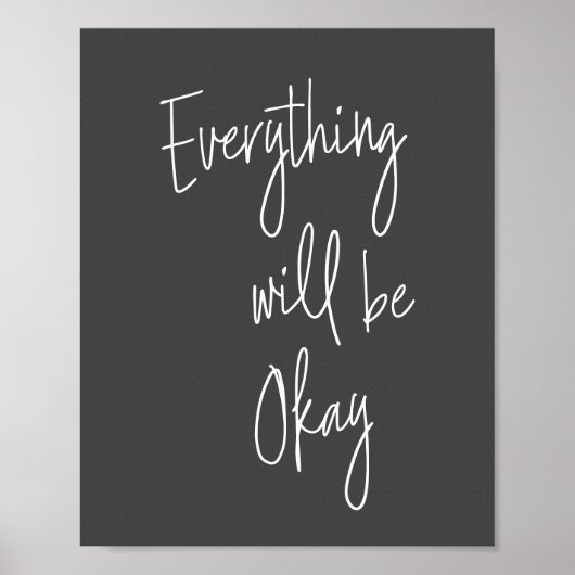 感動的引用文ミニマル白黒スクリプト ポスター (正面)