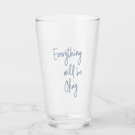 感動的引用文ミニマル青の白のスクリプト タンブラーグラス (正面)