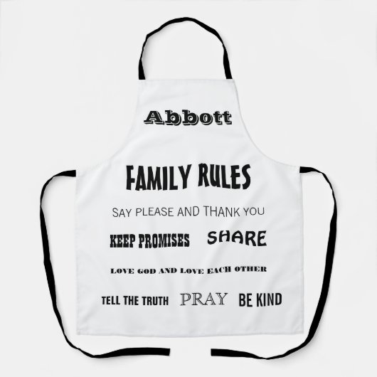 感動的引用文ライフファミリールール エプロン (正面)