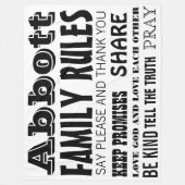 感動的引用文ライフファミリールール フリースブランケット (正面)