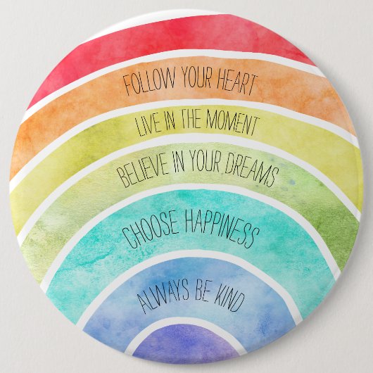 感動的引用文レインボーパーソナライズされた 缶バッジ (正面)