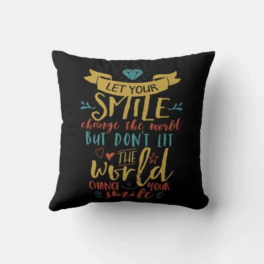 感動的引用文レット私たちのスマイルは世界を変える クッション (裏面)