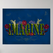 感動的引用文ヴィンテージ花模様想像 ポスター (正面)