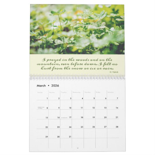 感動的引用文予定表 カレンダー (3月 2026)