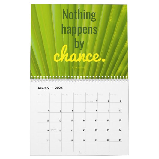 感動的引用文予定表 カレンダー (1月 2026)