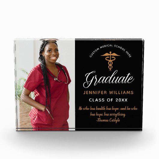 感動的引用文医学校卒業シック フォトブロック (正面)