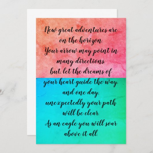 感動的引用文卒業カード サンキューカード (正面/裏面)