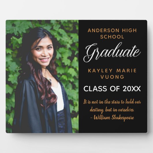 感動的引用文卒業写真シック卒業生 フォトプラーク (正面)
