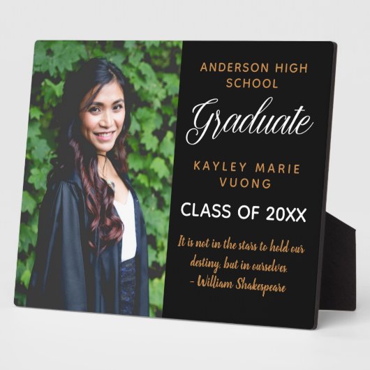 感動的引用文卒業写真シック卒業生 フォトプラーク (側面)