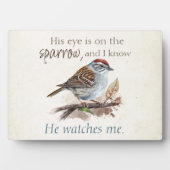 感動的引用文彼の目はスズメだ フォトプラーク (正面)