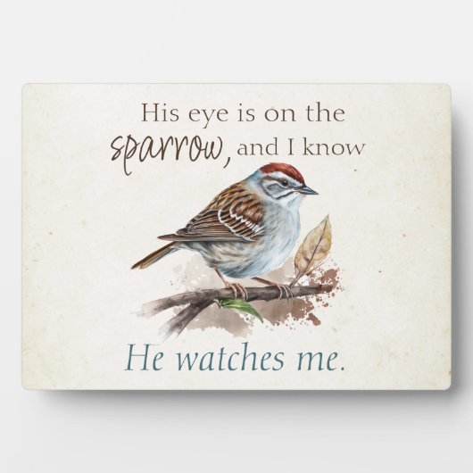 感動的引用文彼の目はスズメだ フォトプラーク (正面)