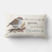 感動的引用文彼の目はスズメだ ランバークッション (正面)