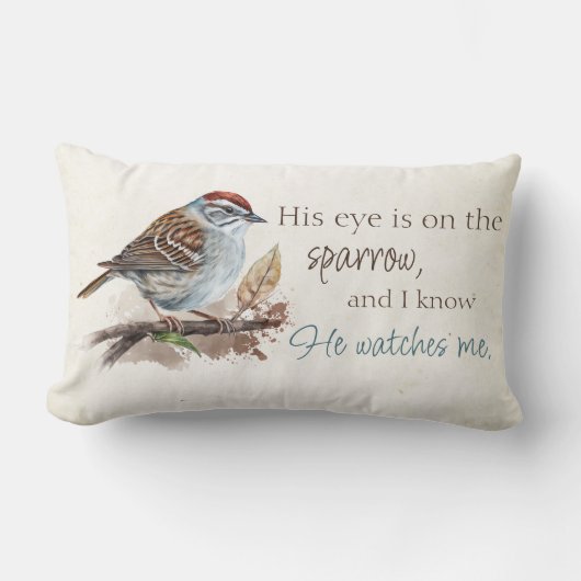 感動的引用文彼の目はスズメだ ランバークッション (正面)