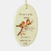 感動的引用文彼の目は雀の上だ セラミックオーナメント (右)