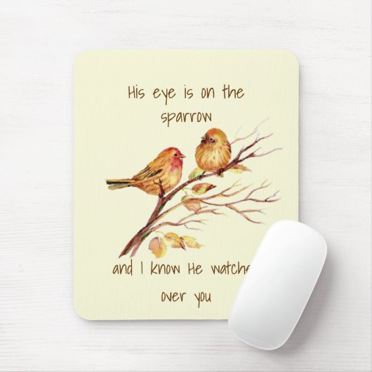 感動的引用文彼の目は雀の上だ マウスパッド (マウス)