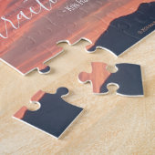 感動的引用文想像山の夕日の写真 ジグソーパズル (側面)